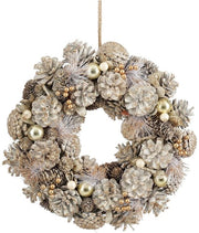 Mica Decorations : couronne de Noël Hanley H9 x Ø45 cm - Couronne de porte avec pommes de pin - Couronne de Noël pour porte et table - Décoration de Noël polyvalente - Blanche