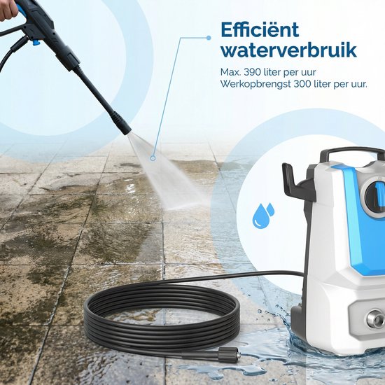 Nettoyeur haute pression Lugia Jet+ 1 300 W – 90 bars – Compact et puissant – Avec pistolet de pulvérisation et réservoir de savon – Pour la voiture, la terrasse et le jardin