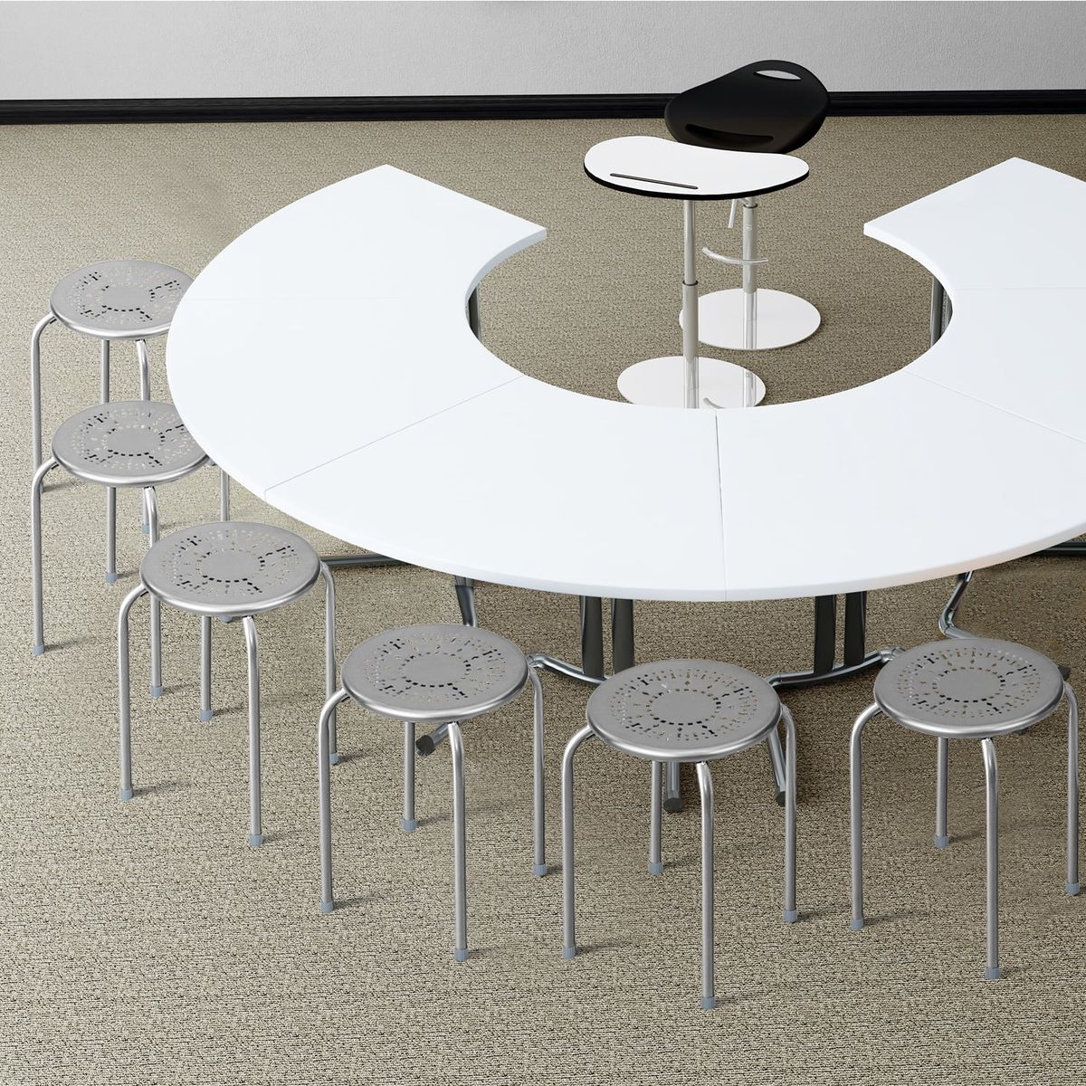 Lot de 6 tabourets empilables en métal Coast - structure renforcée - prêts à l'emploi - gris