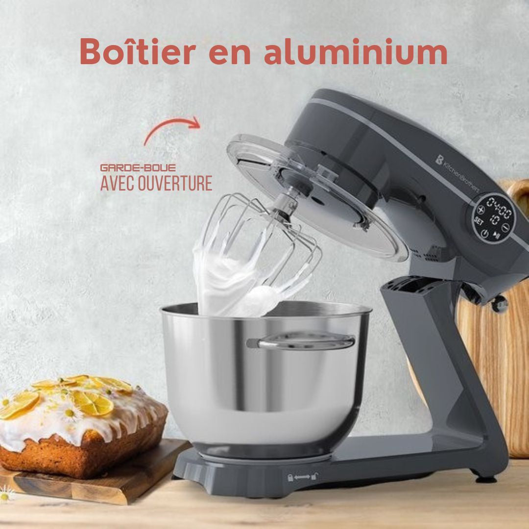 Robot de cuisine KitchenBrothers - Affichage tactile et minuterie - 6L - 1800W - Aluminium - Anthracite