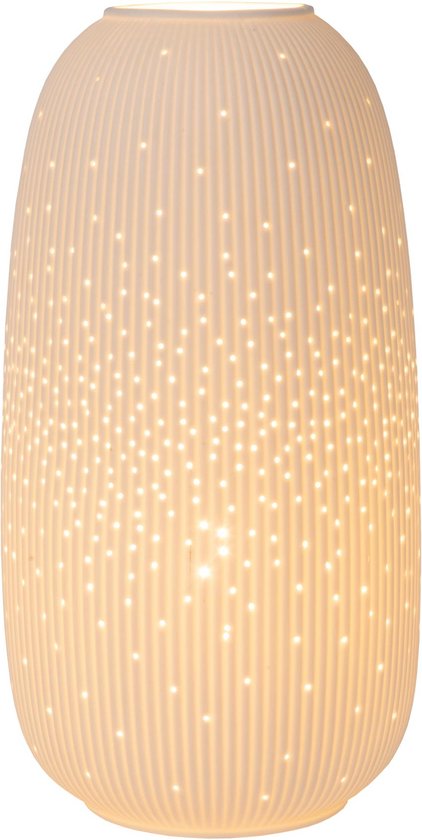 Lucide FLORES - Lampe de table - Ø 17,5 cm - 1xE14 - Blanc - Japandi