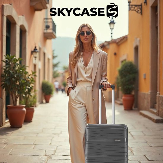 SC Travelin' Charm - 28-inch Large Travel Suitcase - Numerical Lock - 70x45x30 cm - 60L - Lightweight, Waterproof & Durable - Anthracite