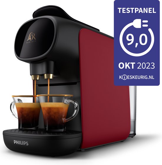 Machine à café Philips L'OR Barista Sublime LM9012/50 - Compatible avec les capsules - Machine à café à capsules avec 9 capsules Espresso et Barista - Noir et rouge