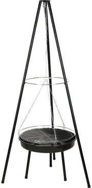 Trépied BBQ avec bol à feu - grille incluse - noir - Ø52 cm