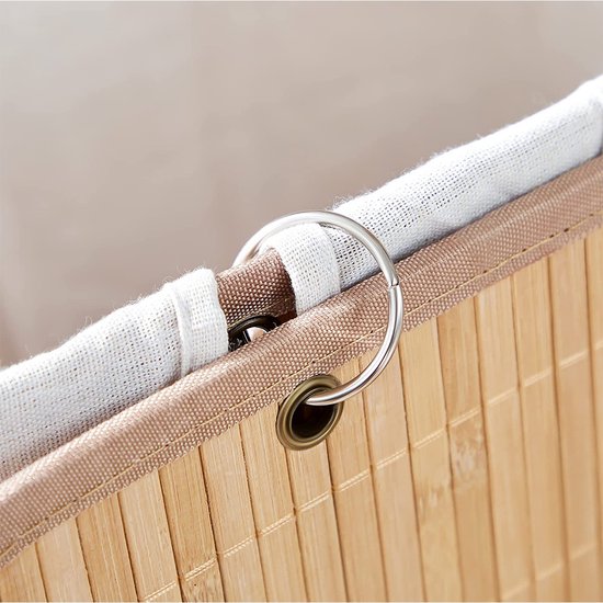 Songmics XL 72 litres - Grand panier à linge pliable - bambou - doublure lavable - 40 x 30 x 60 cm
