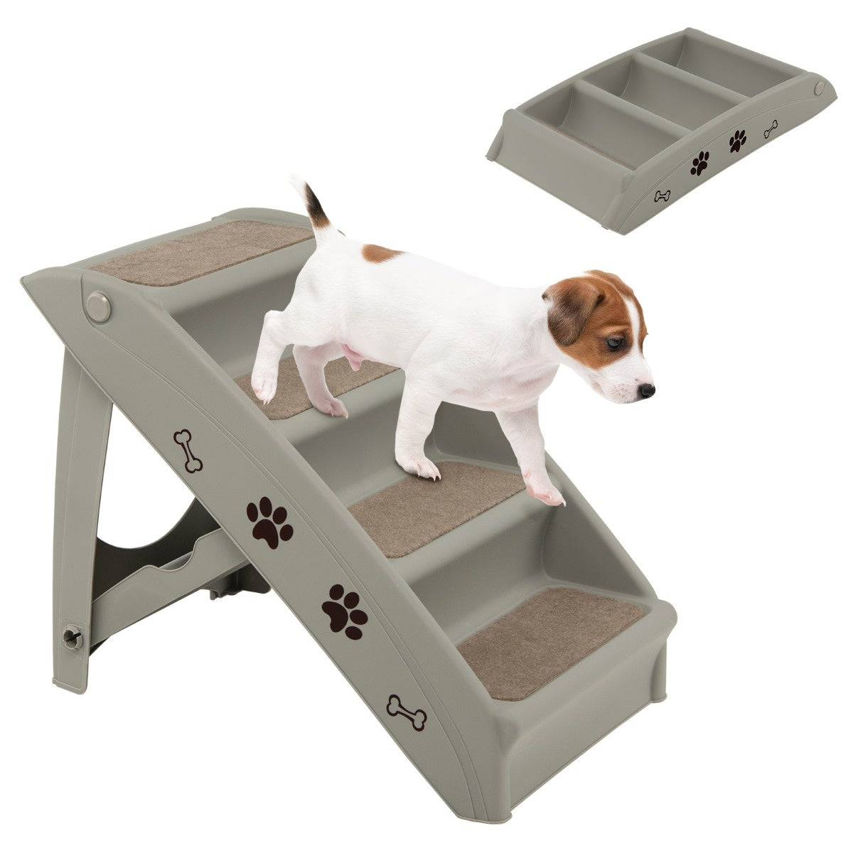 Coast Pet stairs with 4 steps portable climbing ladder safe hundred slope 62.5 x 38 x 49 cm grey
