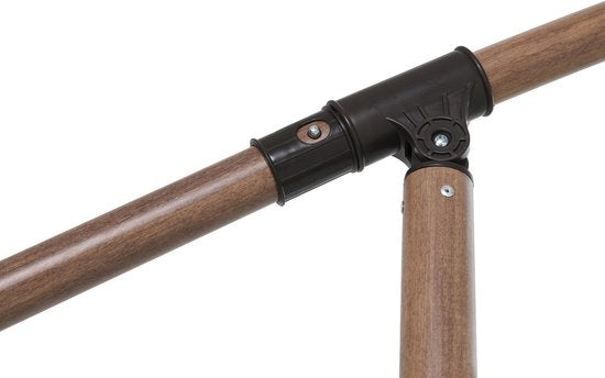 Parasol suspendu AXI Dion Ø 300 cm, aspect chêne/beige – Armature thermolaquée avec pied en croix