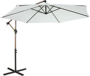 Parasol suspendu AXI Dion Ø 300 cm, aspect chêne/beige – Armature thermolaquée avec pied en croix