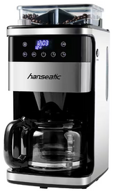 Machine à café Hanseatic avec moulin HCMG105015SD - Noir/Argent - 21 x 31 x 42 cm - 1,5 L, 12 tasses