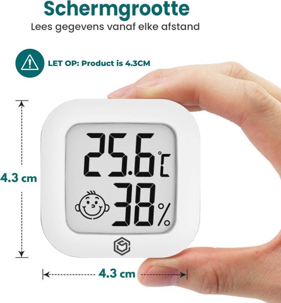 Ease Electronicz Hygromètre - Station météo - Humidimètre - Thermomètre pour l'intérieur - Pile et bande adhésive incluses
