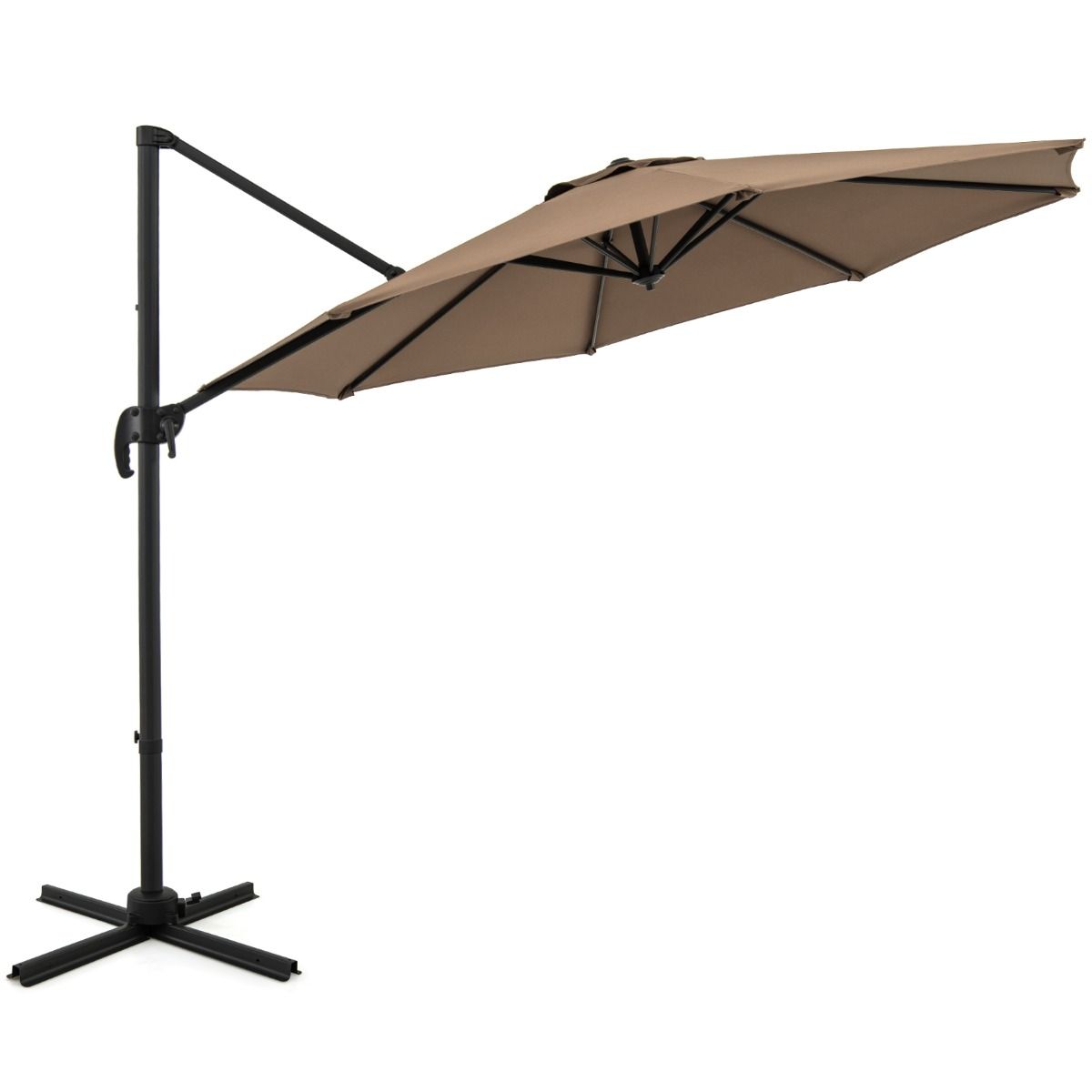 Parasol rond Coast - Réglable sur 5 positions - Pivotant à 360° - Mât en aluminium - 308 x 248 cm - Marron