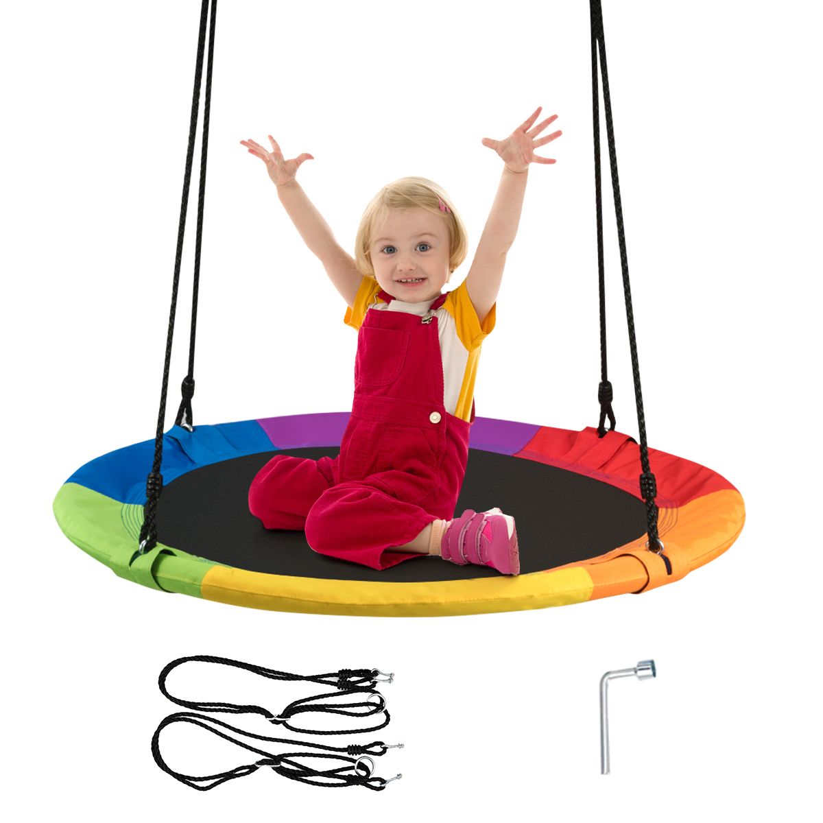 Balançoire Coast Nest - balançoire ronde - hauteur réglable - multicolore 100 cm