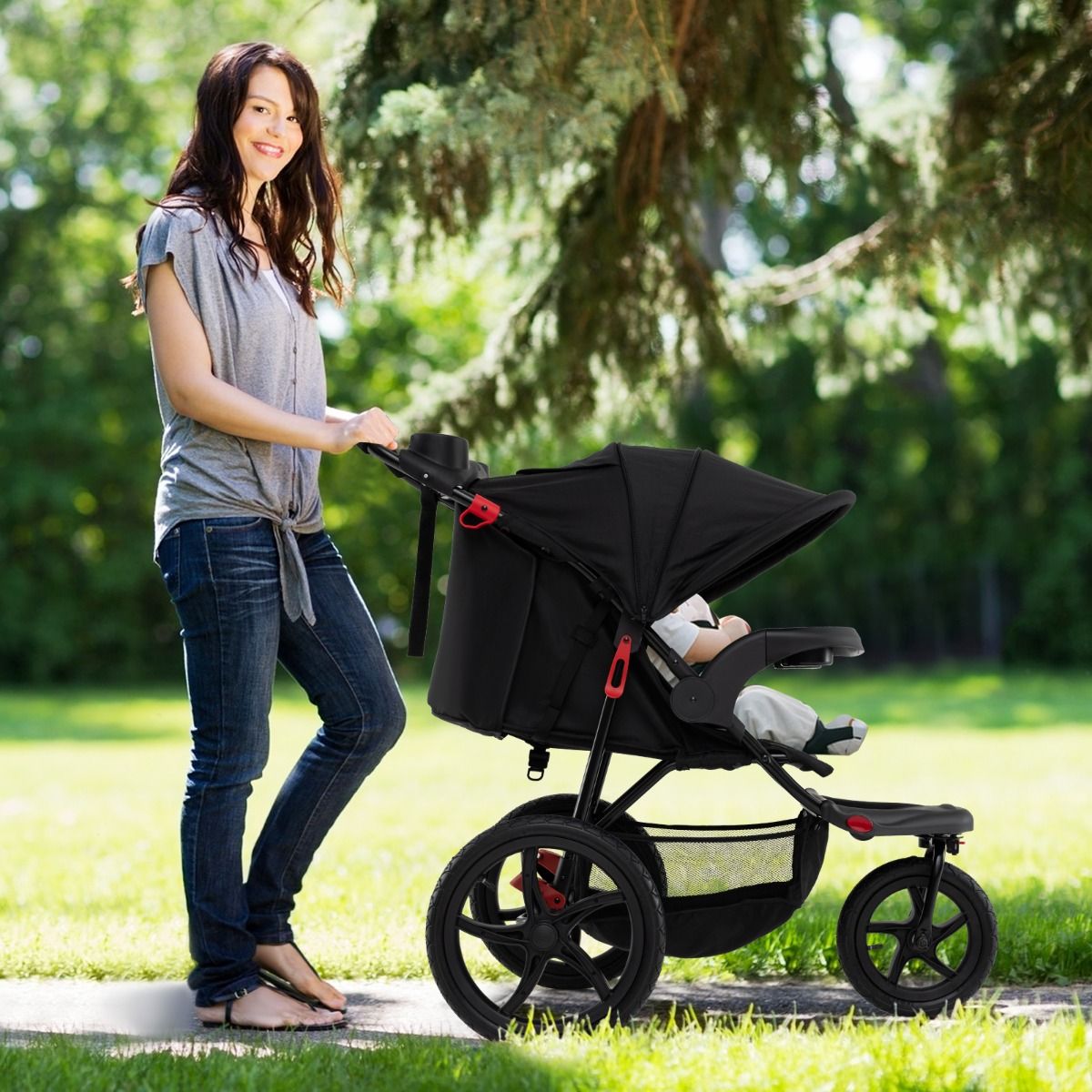 Poussette de jogging Coast - Poussette pliable - Capote réglable - Siège inclinable - Noir