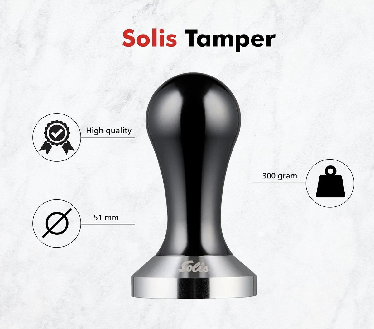 Solis Tamper 51 mm - Convient aux portafiltres de 51 mm