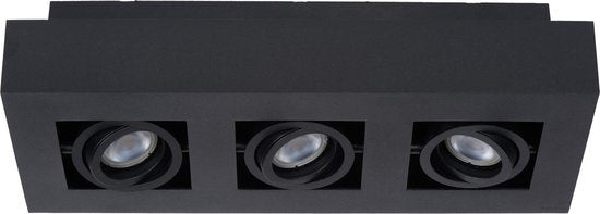 Lucide XIRAX - Spot de plafond (lampe de plafond) - LED à intensité variable vers une lumière chaude - GU10 (MR16) - 3 x 5 W 2200 K/3000 K - Noir