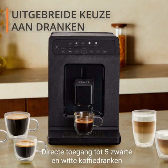 Krups Evidence EA8968 - Machine à expresso entièrement automatique - Cappuccino et latte macchiato d'une simple pression - 5 recettes de café - Noir