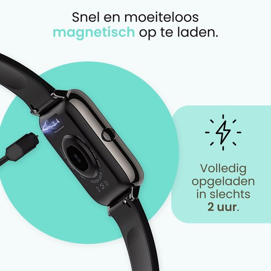 MAOO AMPLIFY Smartwatch - Protection d'écran incluse - Fréquence cardiaque, pression artérielle, saturation sanguine, sommeil, distance - Podomètre - Smartwatch homme - Smartwatch femme - Montre - Cadeau de Noël - Noir