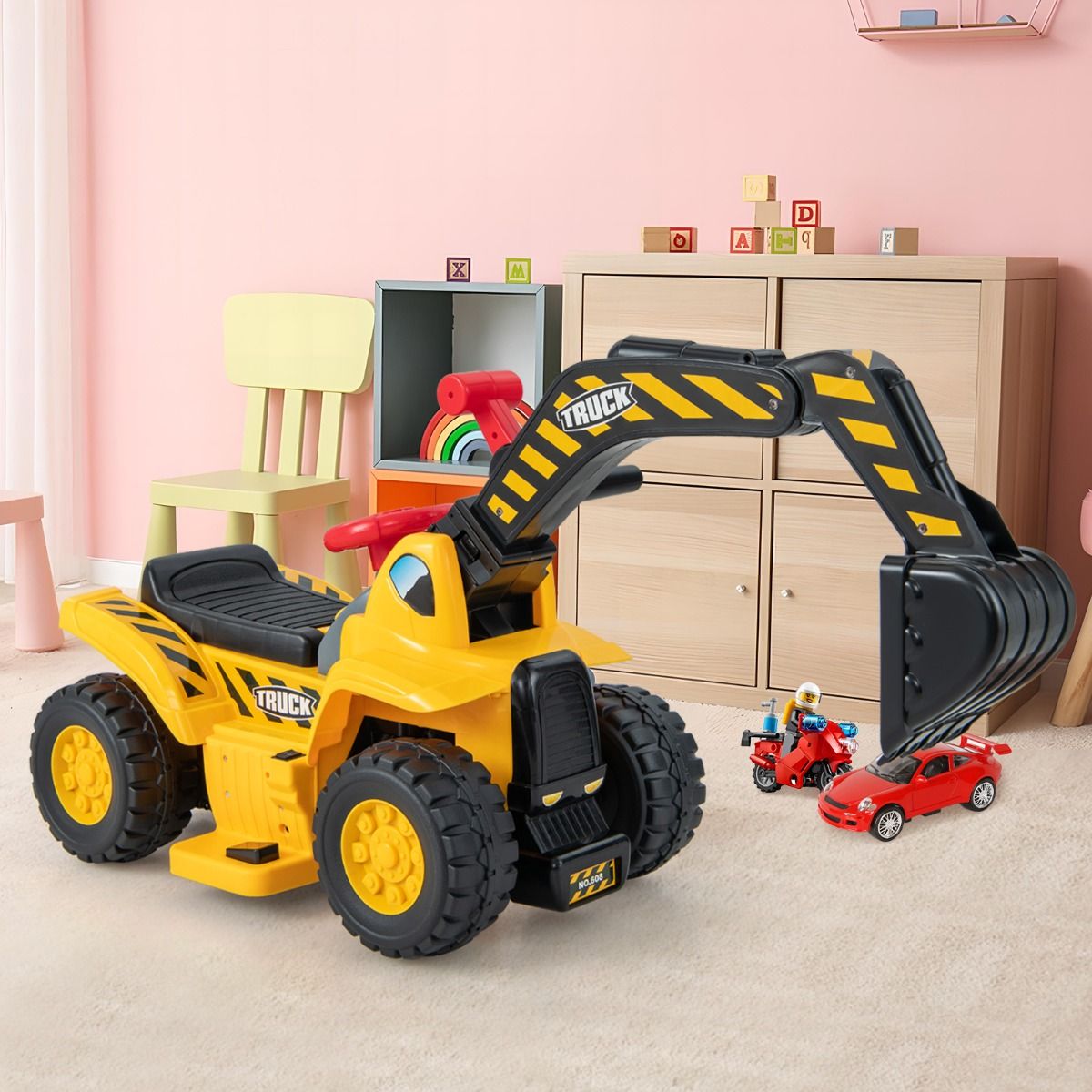 Pelleteuse électrique Coast pour enfants - Avec godet orientable - Effets sonores - Jaune et noir