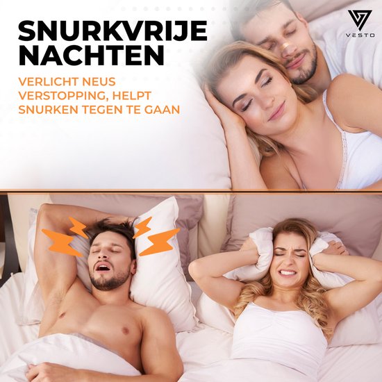 Vesto® 100 Pieces Anti Snore Plasters - Bandelettes nasales - Ronflement - Écarteur nasal - Produits pour un meilleur sommeil - Plâtres nasaux pour la nuit