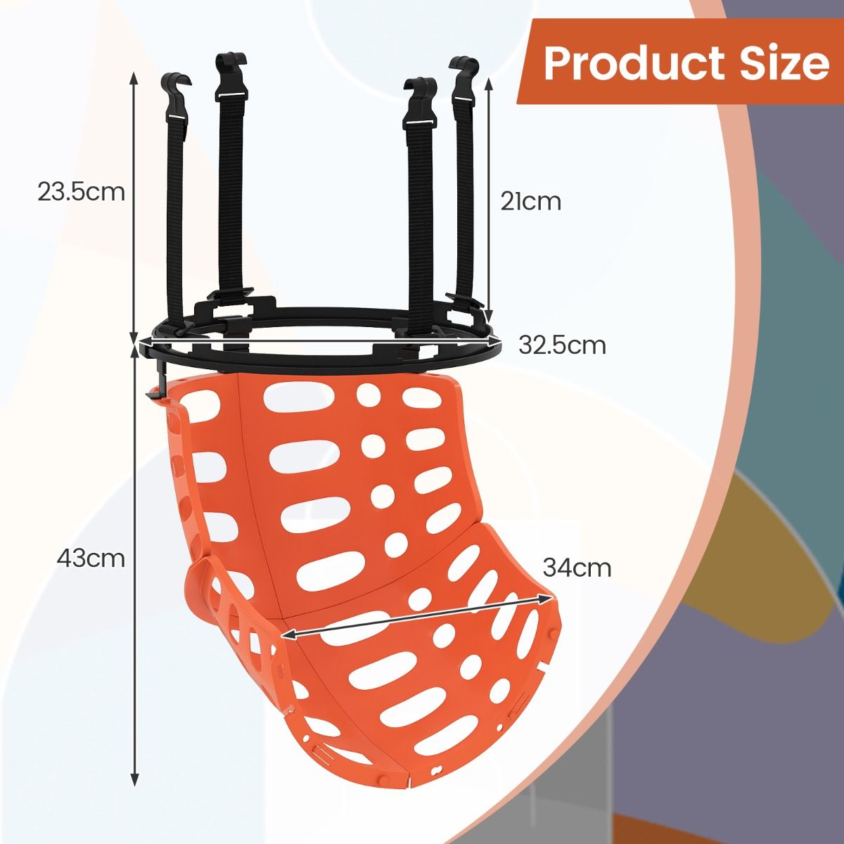 Coast Rebondisseur de basket - Rotation à 360 degrés - Rebond réglable - Noir et orange