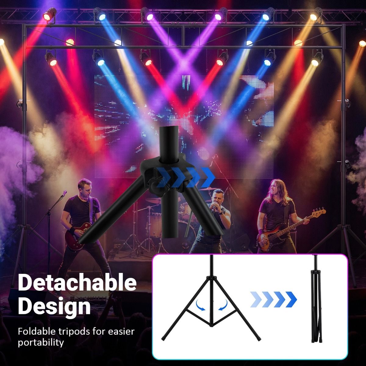 Pied de lampe réglable Coast - pliable avec pieds amovibles - 140-265 cm - noir