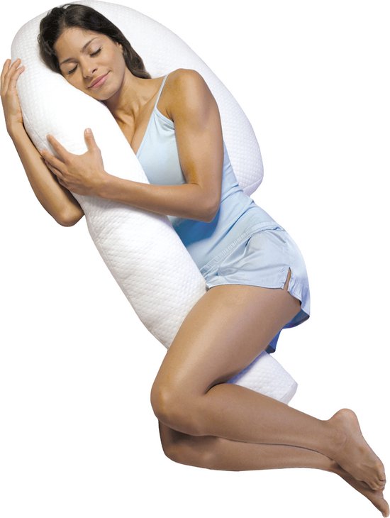 Dreamolino Swan - oreiller ergonomique pour dormir sur le côté - oreiller confort 7-en-1 - offre un soutien et une stabilisation - oreiller de grossesse - oreiller d'allaitement - oreiller de corps respirant
