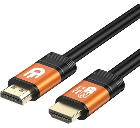 Drivv. Câble HDMI Premium 2.1 - Ultra HD - 8K 60Hz - 4K 120Hz - Convient à Xbox Series X & PS5 - 1 mètre - Orange