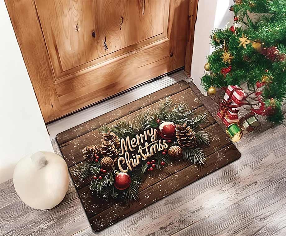 Paillasson de Noël du marchand avec capteur sonore - 34 x 24,5 cm