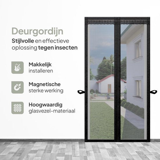 O'DADDY® Moustiquaire de porte Deluxe FIBER - Moustiquaire magnétique - Pour les portes neuves et standard - Installation facile - Moustiquaire noire - 100 x 220 cm