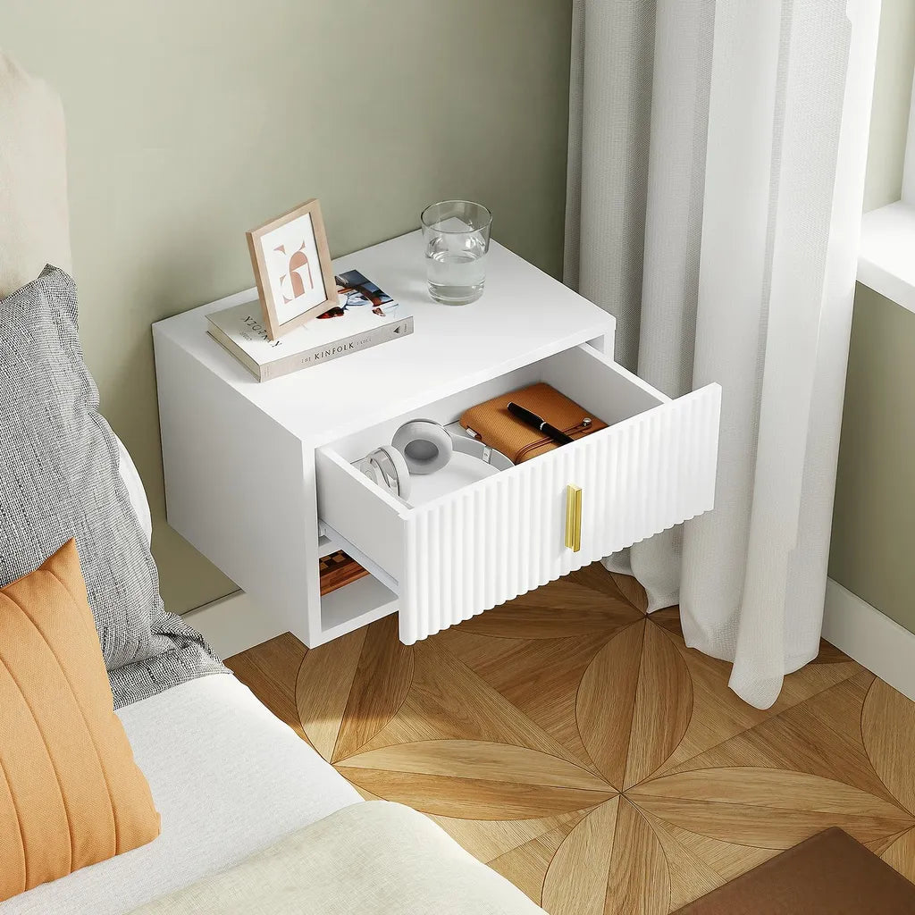 Table de chevet SoBuy FBT176-E-W - Blanche - 40 x 30 x 26 cm - Avec tiroir et étagère ouverte