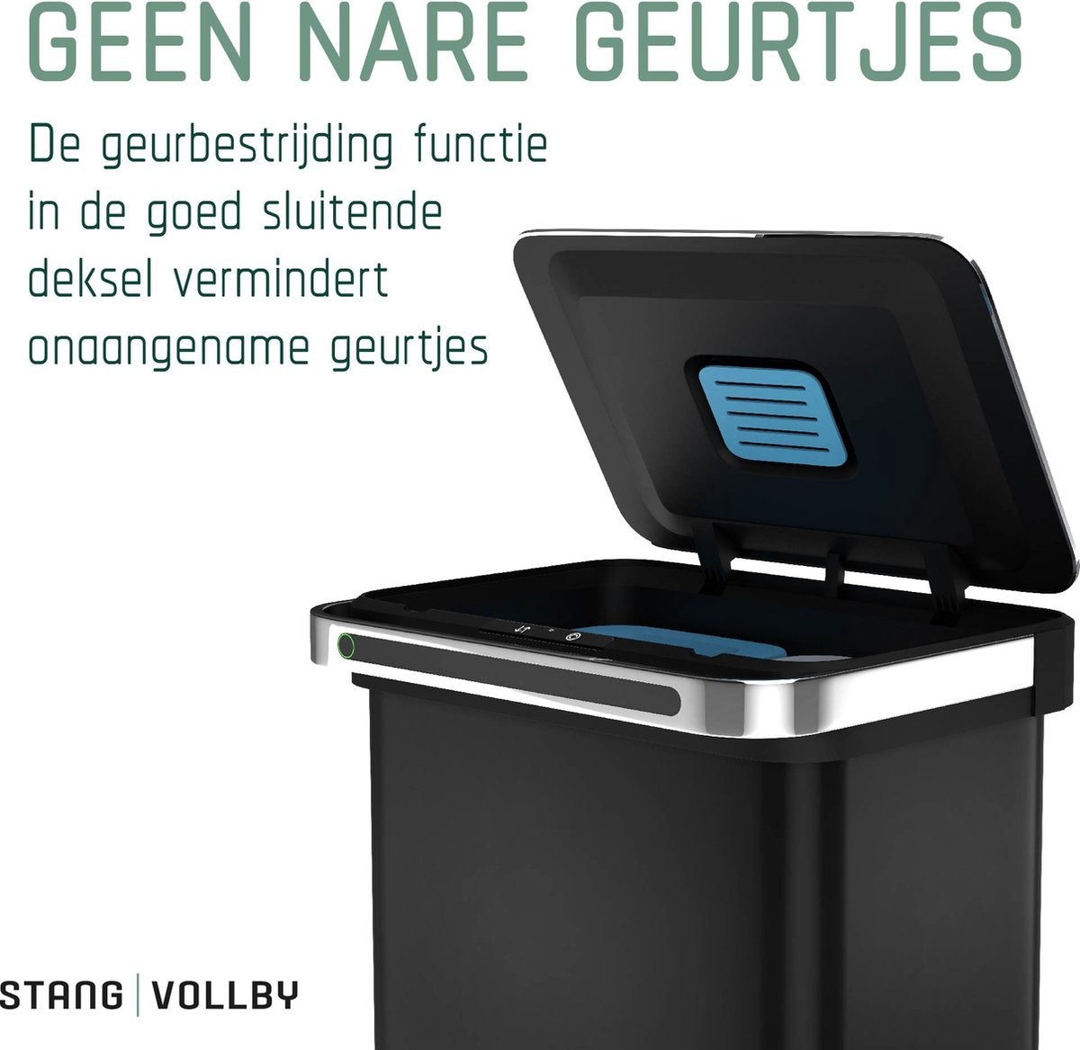 StangVollby Poubelle automatique avec capteur - fermeture automatique douce - Poubelle tri sélectif -4 compartiments - 4 compartiments -Acier inoxydable - 60 L