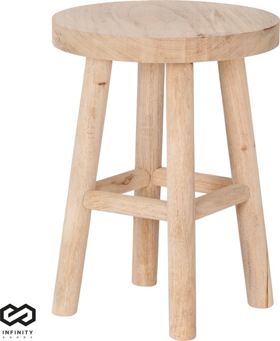 Infinity Goods Stool Bois - Teck - Table d'appoint - Tabouret - Table à plantes - Marchepied - Jusqu'à 150 kg - Marron