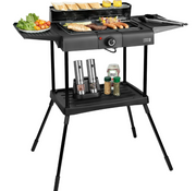 Gril électrique Lebenlang - 2 en 1 - Gril de table et gril sur pied - 2000W - Pour l'intérieur et l'extérieur - Noir