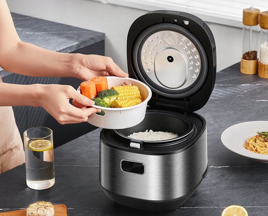 Midea - Cuiseur à riz - Rice Cooker MB-RC209 - Capacité de 2 L - Cuisson rapide en 30 min - Cuisson lente - Démarrage différé de 24 heures - Maintien au chaud automatique pendant 12 heures - Lavable au lave-vaisselle