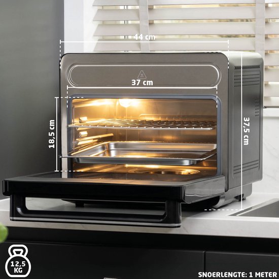 BREND BR-2234 Four à vapeur Airfryer Combi XXL autoportant - Affichage digital tactile - Autonettoyant - Minuteur - Rôtisserie - Avec accessoires - 24 litres