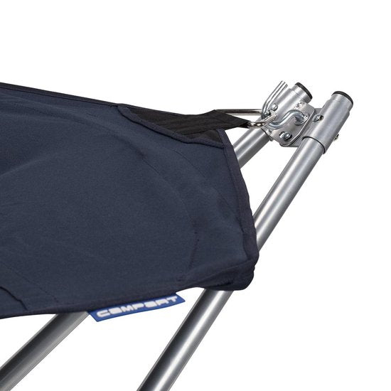 Hamac Campart avec support BE-0640 - Pliable et léger - Structure en acier - Capacité de charge de 150 kg - Sac de rangement inclus - Bleu