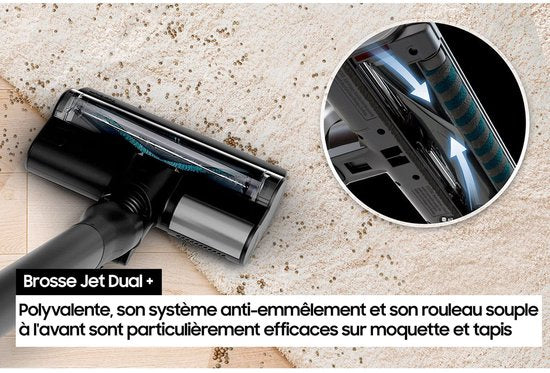 Aspirateur balai sans fil - SAMSUNG BESPOKE AI Jet lite pet VS80F28ELP - 770 W - 280 AW - 60 min - 0,5 L - 86 dB - Gris
