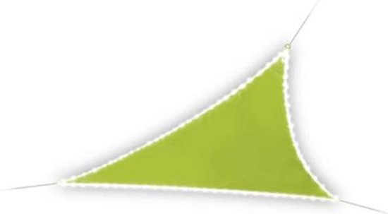 Toile d'ombrage Perel avec 107 LED, hydrofuge, 3,6 x 3,6 x 3,6 m, 160 g/m², IP44, énergie solaire, polyester, forme triangulaire, vert citron