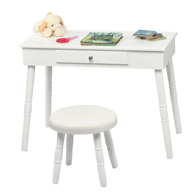 Coast Table de maquillage pour enfants - Avec tiroir - Tabouret inclus - Blanc