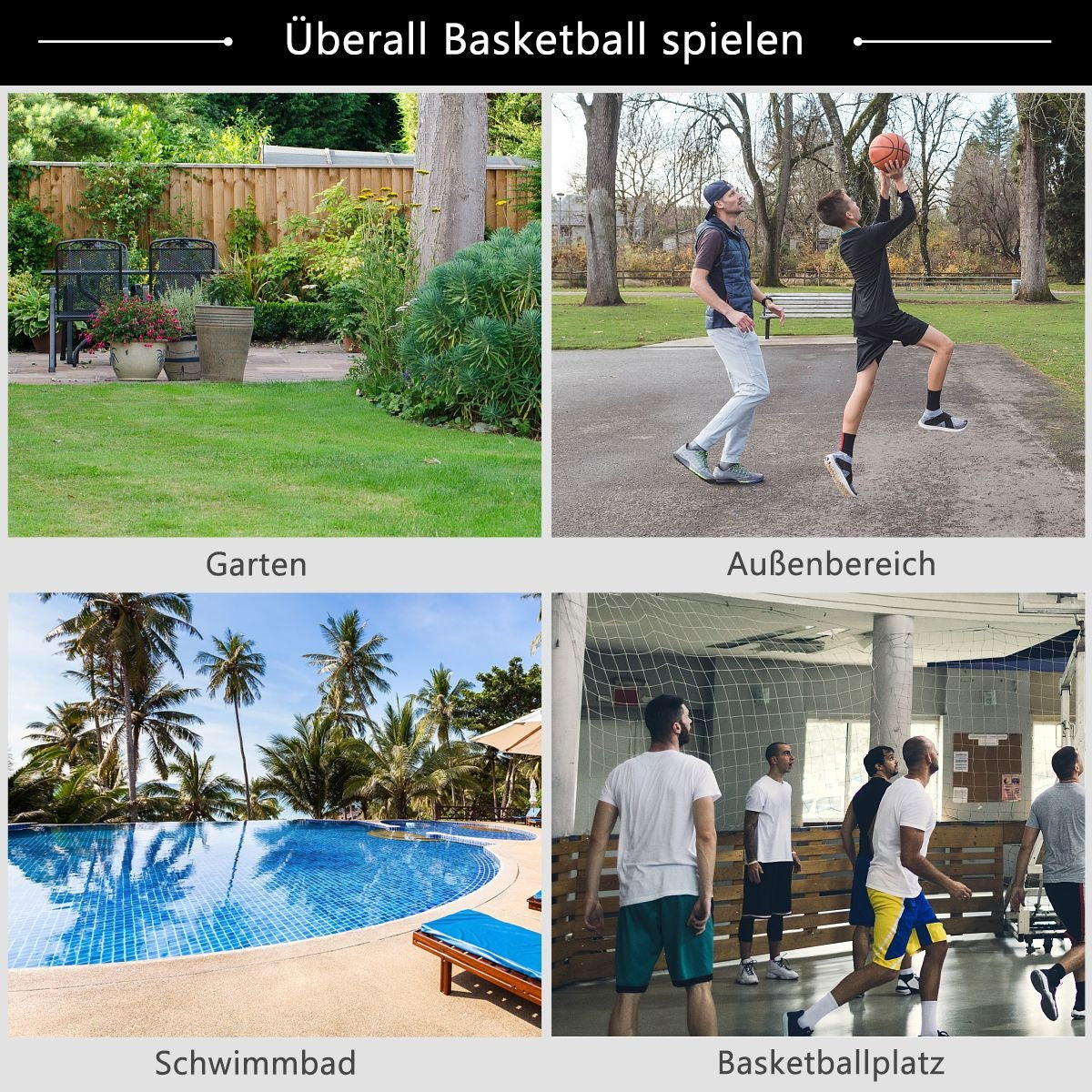 Coast Basketball Pole - anneau de basket avec support - hauteur 220-305 cm - noir