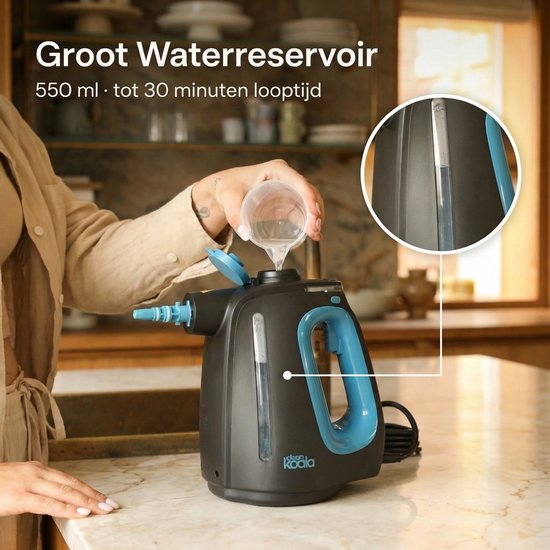 Nettoyeur vapeur 2-en-1 CleanKoala – Temps de chauffe de 15 secondes – 30 minutes d'autonomie – 12 accessoires et 3 chiffons supplémentaires inclus