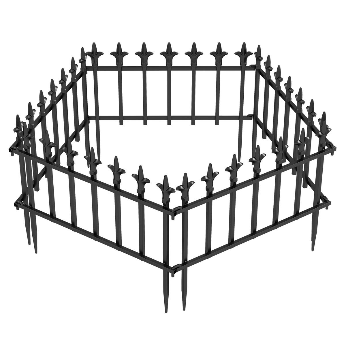 Clôture de jardin Coast - Clôture pliable en métal, 5 éléments - souple et décorative - noire 56 x 44 cm