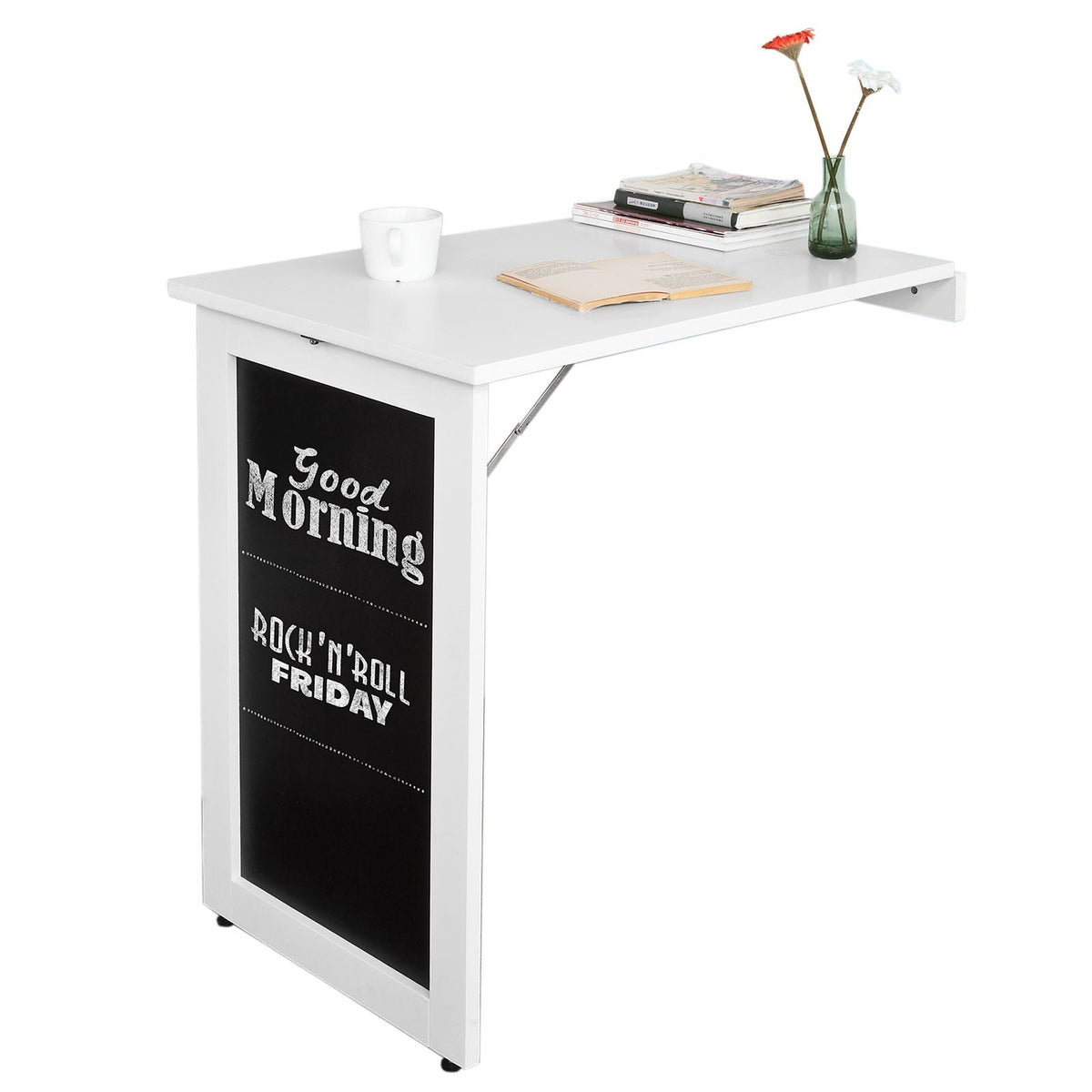 SoBuy FWT03-PF Table de salle à manger pliante avec tableau - Max. 80 kg - 75 x 50 x 76 cm - Blanc