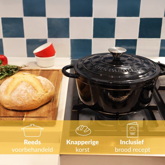 Casserole en fonte Chefarone 4,7 L - Sans PFAS - Casserole avec couvercle - Compatible avec toutes les sources de chaleur - Casserole Ø 26 cm - Émaillée noire - Cadeau pour femmes