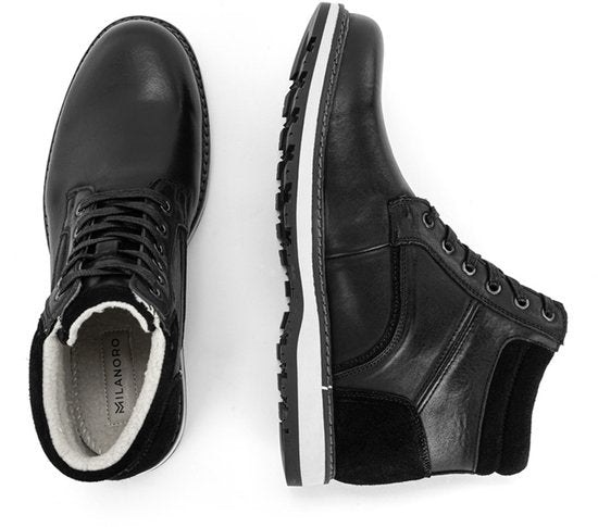 Milanoro - Elégantes baskets en cuir pour homme - Noir - Taille 43