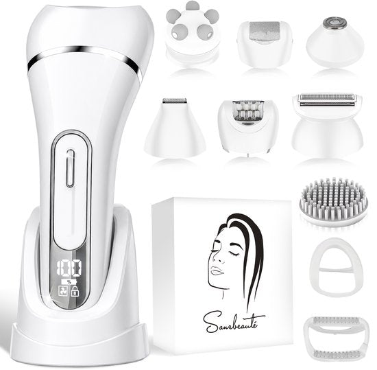 Sansbeauté® Rasoir 7 en 1 pour femmes - Visage - Aisselles - Jambes - Épilateur - Tondeuse pour femmes - Tondeuse pour le maillot - Tondeuse pour les parties intimes - Rasoir pour femmes
