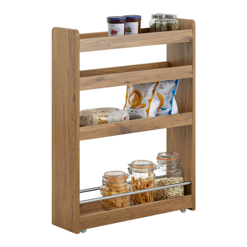 Étagère de cuisine, SoBuy, Sur roulettes, 60 x 19 x 81 cm, Marron