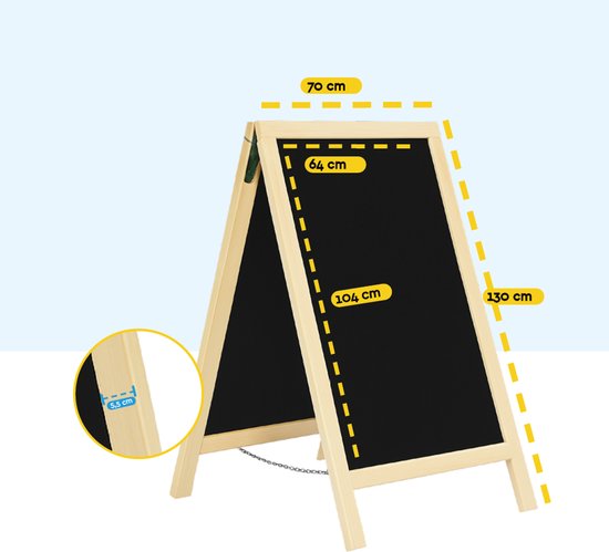 BRASQ Chalkboard Blank - 75x135 CM - Tableau noir - Enseigne publicitaire - Enseigne de trottoir - Double face - pour l'intérieur et l'extérieur - Hospitalité