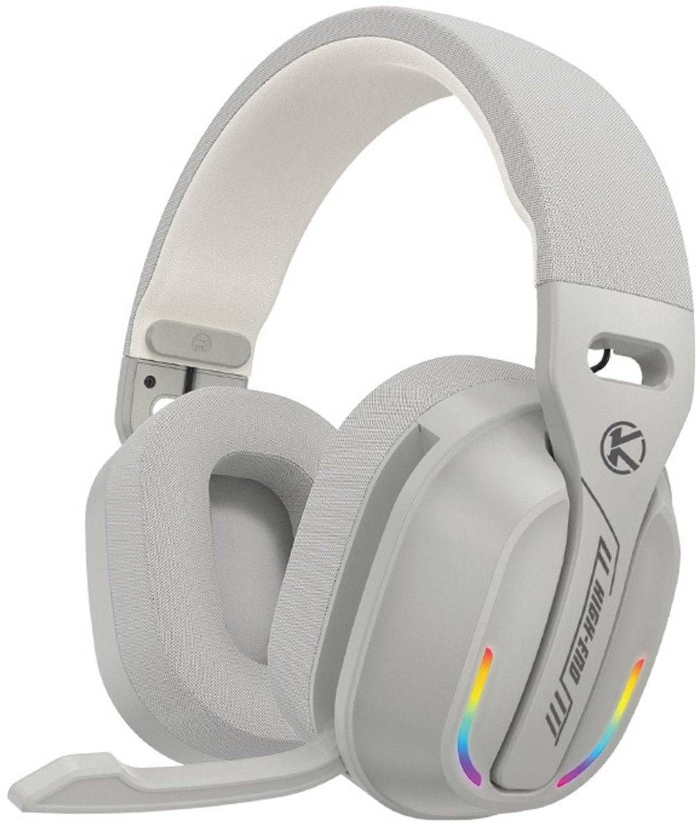 Casque de jeu sans fil Ntech B500 avec micro - Bluetooth 5.4 et 2,4 GHz - RGB - Blanc