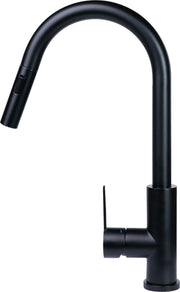 Mizzo Trigo Robinet de cuisine avec douchette extractible - Mélangeur haut 44 cm - Mat - Noir